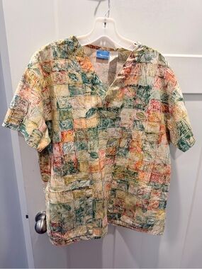 Crest Softwear Medium Printed Scrub Multicolor Abstract Leaf Healthcare Uniform